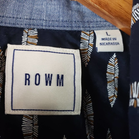 ROWM Dress Shirt Mens Size Large Button Down Long Sleeve Cotton Blue - Picture 8 of 8